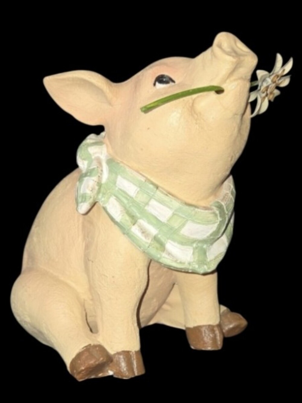 Charming Country Pig Figure with A Metal-Wire Flower